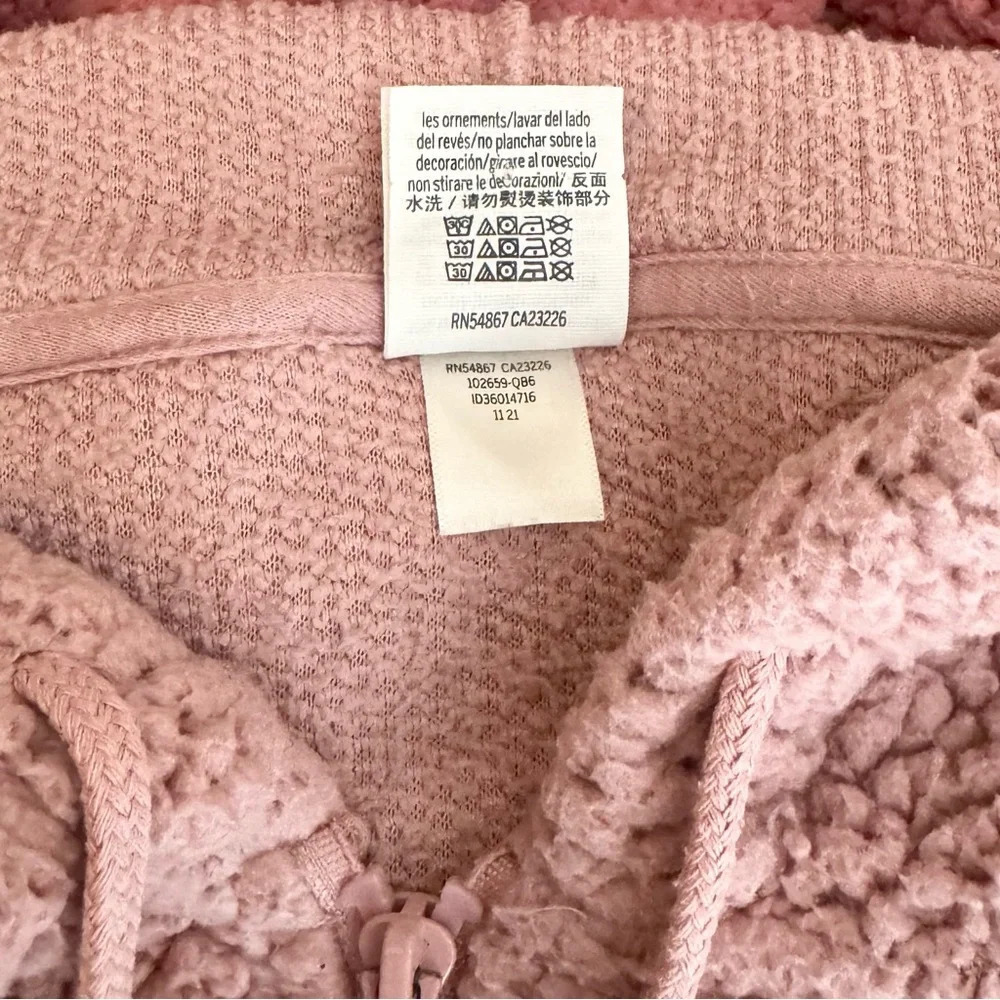 PINK Victoria’s Secret Varsity Sherpa Hoodie Size Large 1/4 Zip Pullover Pockets - Picture 10 of 10
